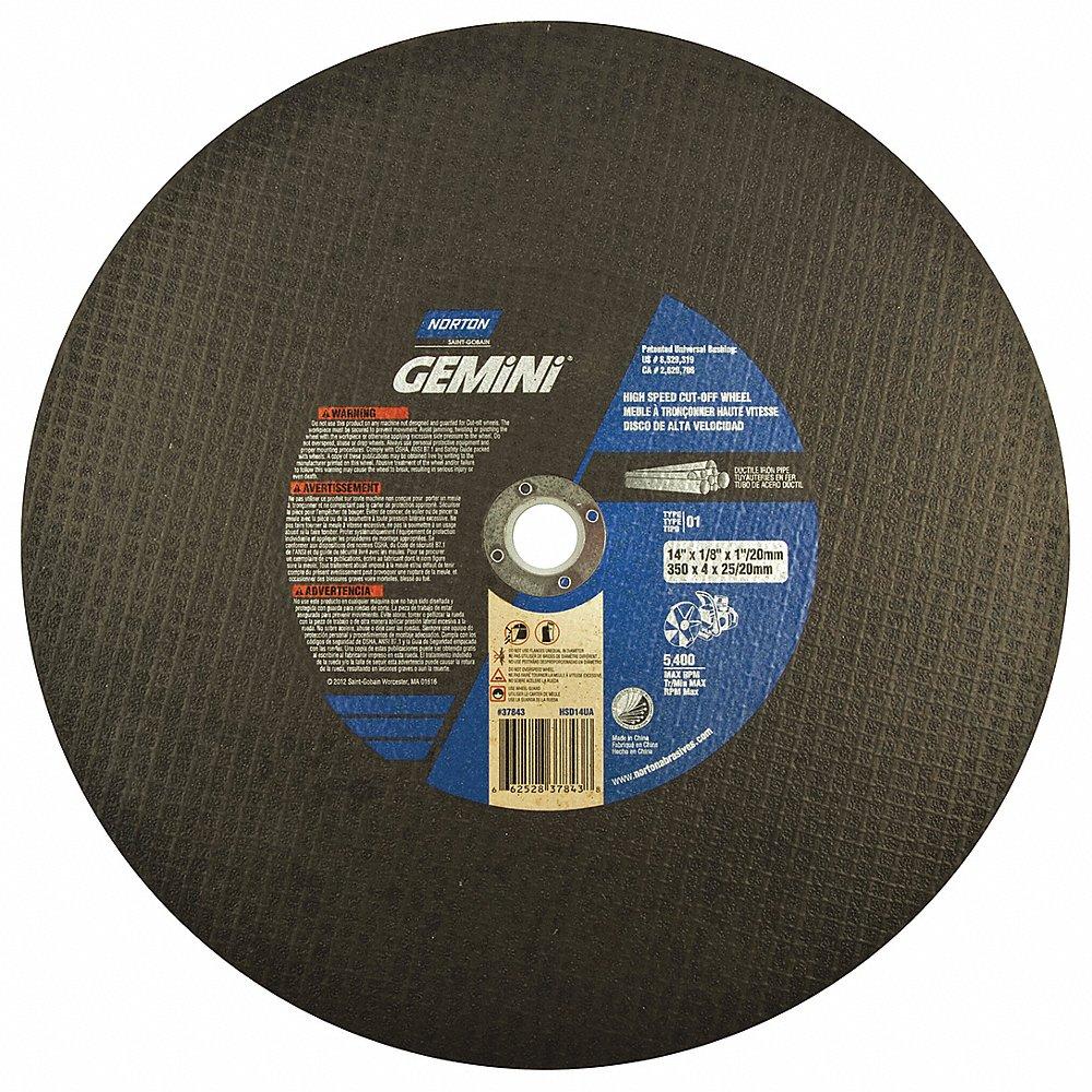 NORTON ABRASIVES 66252837843 Abrasive Cut-Off Wheel, 14 Inch Wheel Dia., Silicon Carbide, 0.125 Inch Thick | CH9MZW 12V891