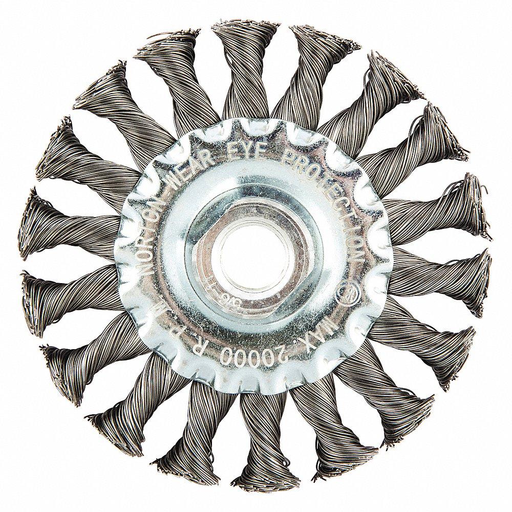 NORTON ABRASIVES 66252839052 Wire Wheel Brush, 4 Inch Brush Dia., 0.014 Inch Wire Dia., Carbon Steel | CJ3VGB 483P54