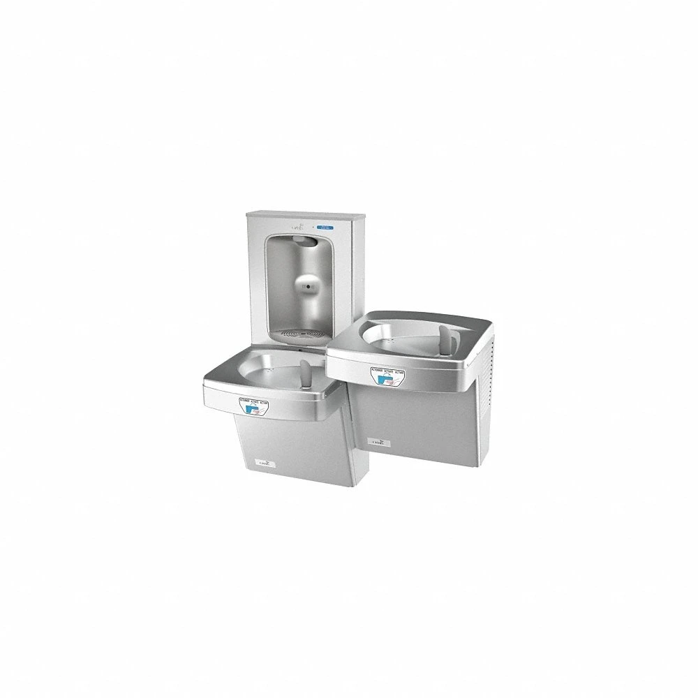 Drinking Fountain, Refrigerated, 51 1/8 Inch Ht, Stainless Steel, Filtered, Sensor