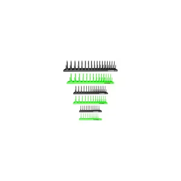 6 Piece SAE and Metric Socket Tray Set Black and Green
