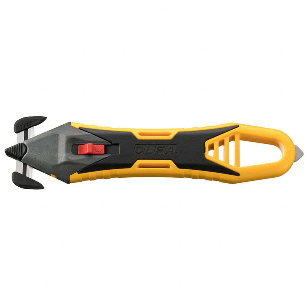 Concealed Blade Safety Knife, 8 5/8 Inch Lg, Contoured Handle, Textured, Stainless Steel