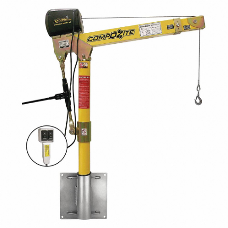 OZ LIFTING PRODUCTS OZ1200DAV-ACW-SP6 Davit Crane Kit, 1200 Lb Capacity, 22 Inch To 66 Inch Reach, Yellow, High Gloss | CT7BLZ 302J70