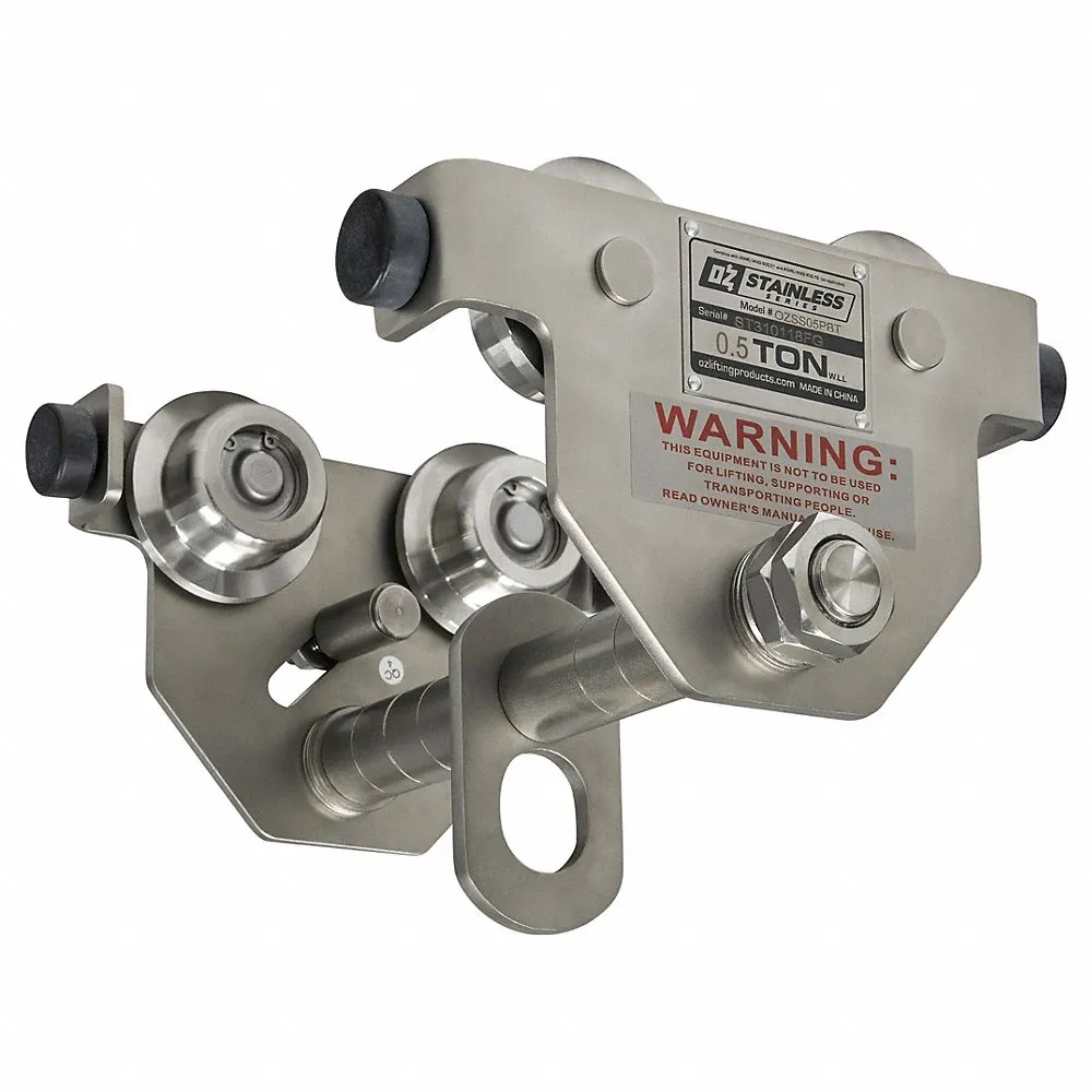 Push Beam Trolley, Push, 1000 lb Max Hoist Load Capacity