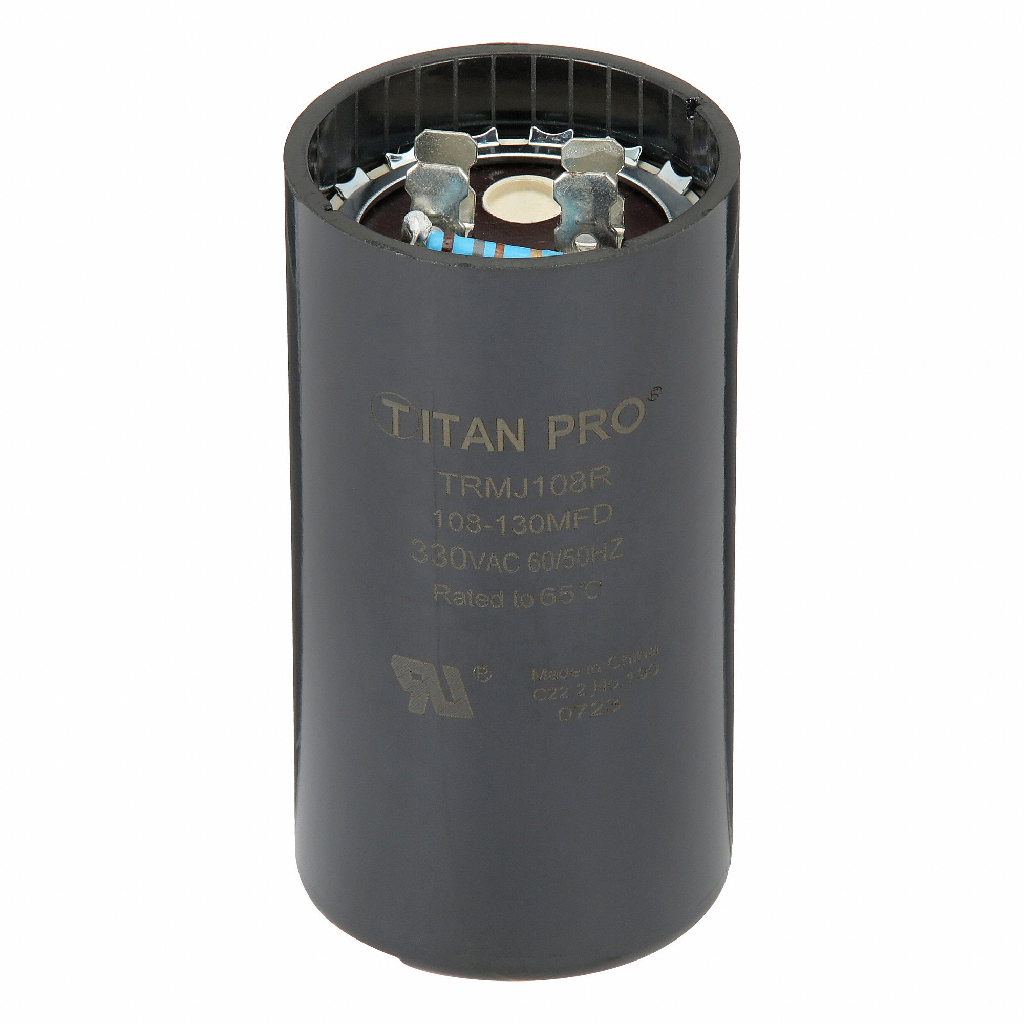PACKARD PRMJ108R Motor Start Capacitor, 330V Ac, 108-130 Mfd, Round, 3 3/8 Inch Case Ht, 1 13/16 Inch Dia | CT7BVB 61UP12