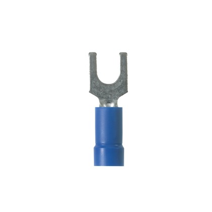 Fork Terminal, Copper, Blue, 16-14 AWG, #6 Stud Size