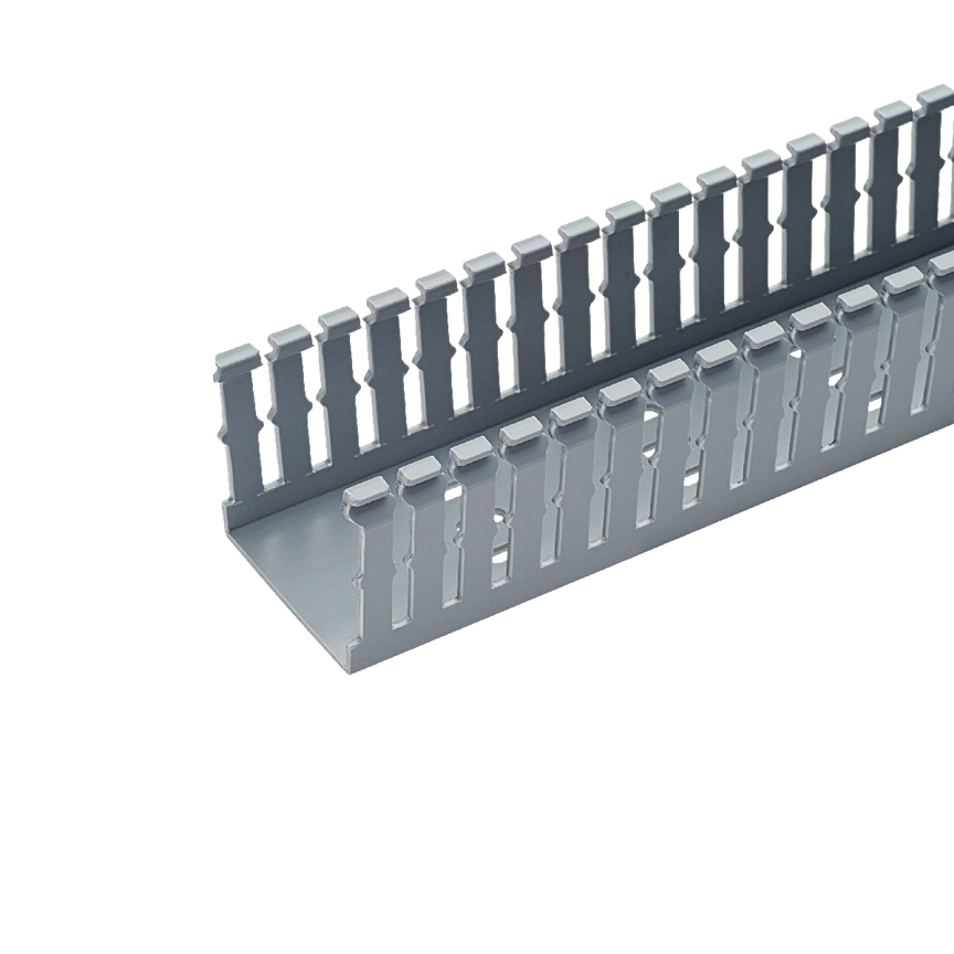 Base Wiring Duct, Type F, Narrow, Adhesive, Light Gray, 2 x 1.5 x 1 
