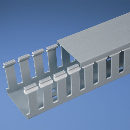 Base Wiring Duct, Type G, Wide Slot, Light Gray, 4 x 3 x 1 , Adhesive