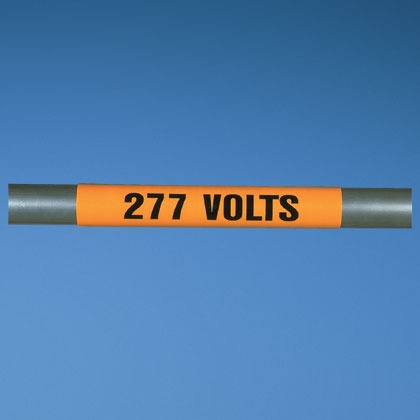 Voltage Marker, Vinyl, Black/Orange, 5 Labels, 4.5 x 1.12 Inch Size, 277 Volts Legend