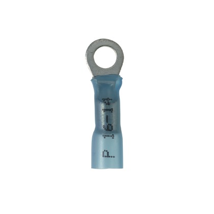 Ring Terminal, Copper, Blue, 16-14 AWG, 3/8 Inch Stud Size