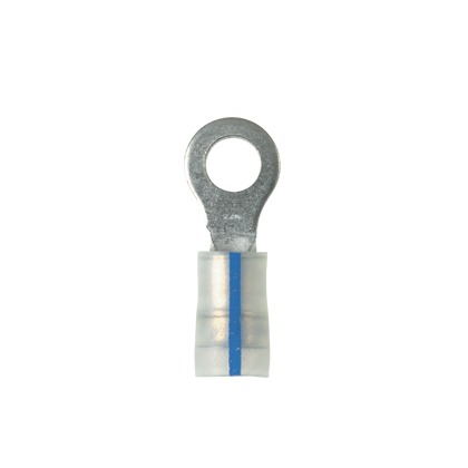 Ring Terminal, Copper, Blue, 18-14 AWG, #4 Stud Size