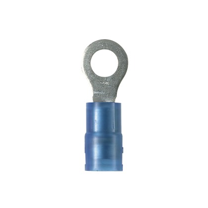 Ring Terminal, Copper, Blue, 16-14 AWG, M5 Stud Size
