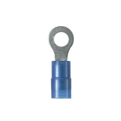 Ring Terminal, Copper, Blue, 18-14 AWG, #4 Stud Size