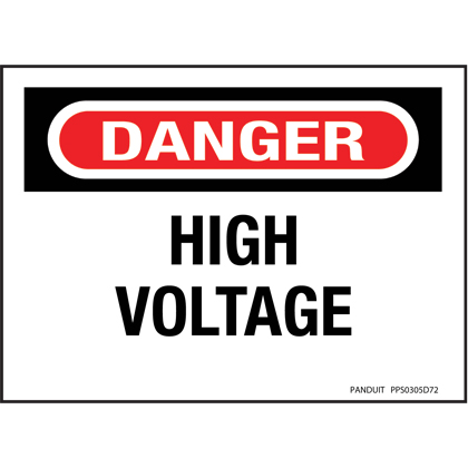 High Voltage Warning Sign, Red/White