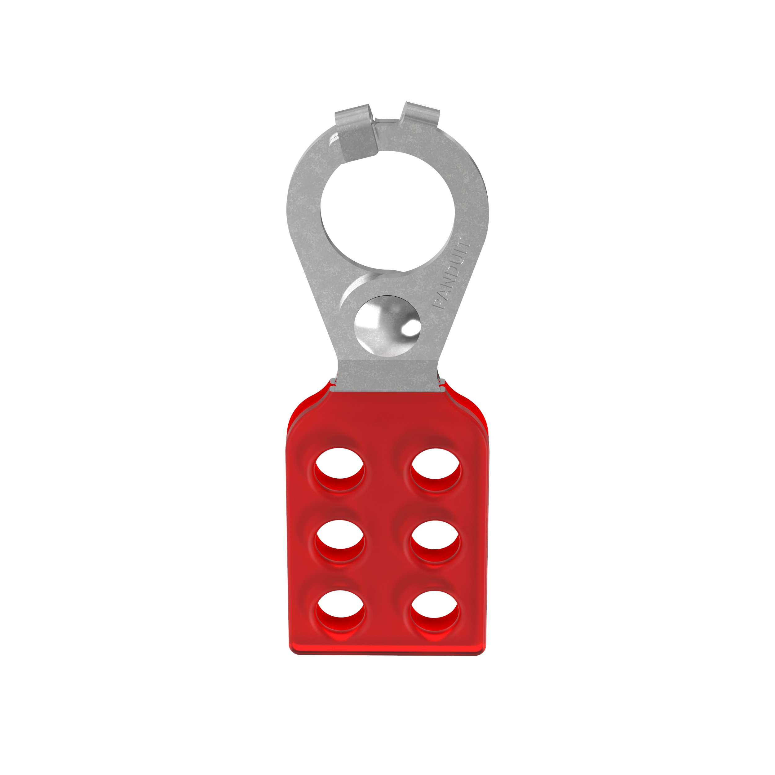 Hasp, Steel/Zinc, Red, 1 Inch Jaw Dia., 6 Locks