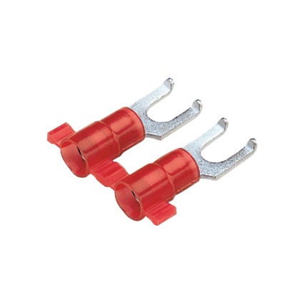 Fork Terminal, Copper, Red, 22-18 AWG, #8 Stud Size