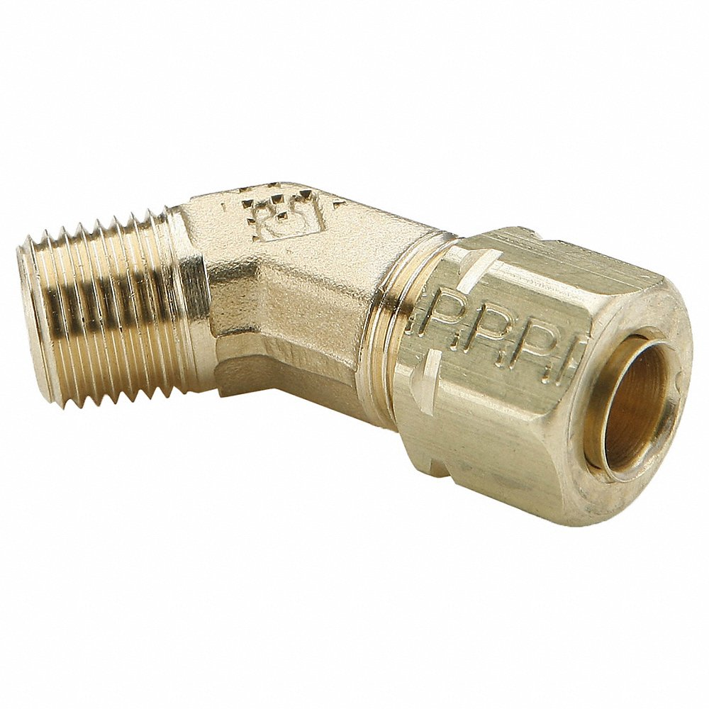 PARKER 179CA-4-2 45 Deg Elbow, 1/4 Inch Outside Diameter, Brass | AB3TWT 1VDP4