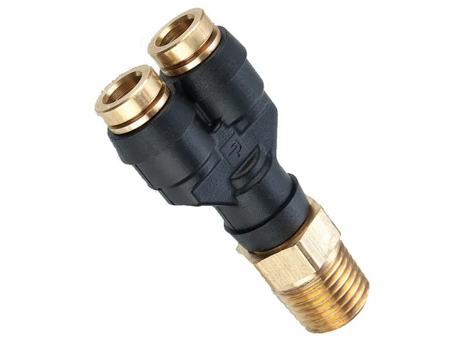 PARKER 368PTC-4-2 Wye Connector, Composite, NPTF x Push-to-Connect x Push-to-Connect | CT7DWU 48MA20