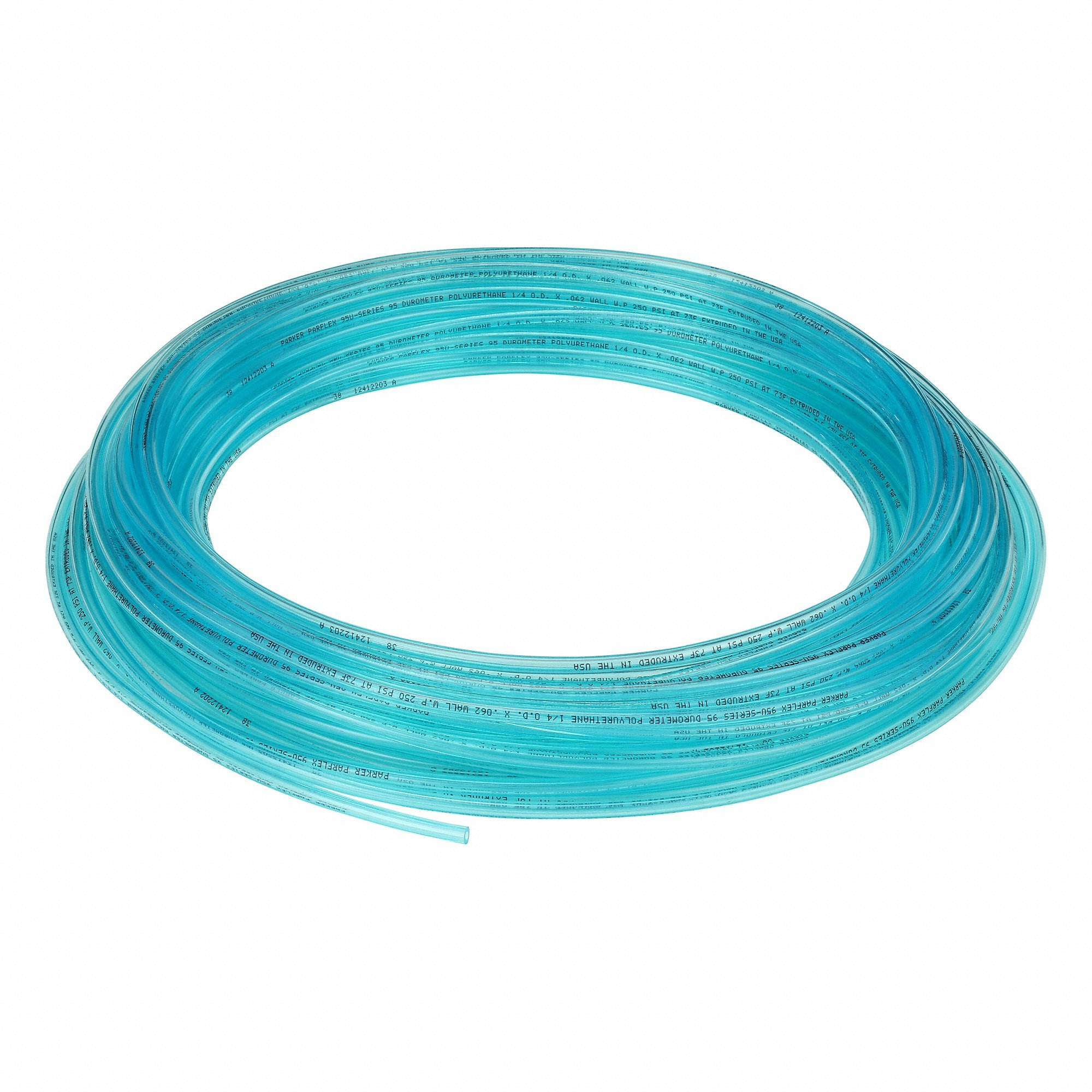 PARKER 95U-4-062-TBL-0100 Tubing, Polyurethane, ID. 1/8 Inch, OD. 1/4 Inch, 100 Ft Length, Blue, Air/Water | CT7KZX 797DC4