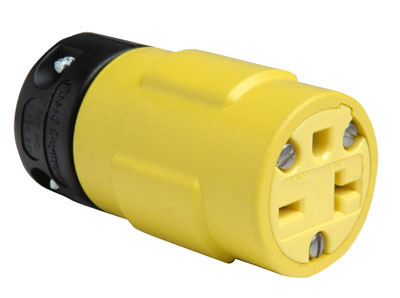PASS AND SEYMOUR 1548 Rubber Dust Tight Connector, 20A, 250V, Yellow, Double Pole, 18 Awg | CH3ZQR
