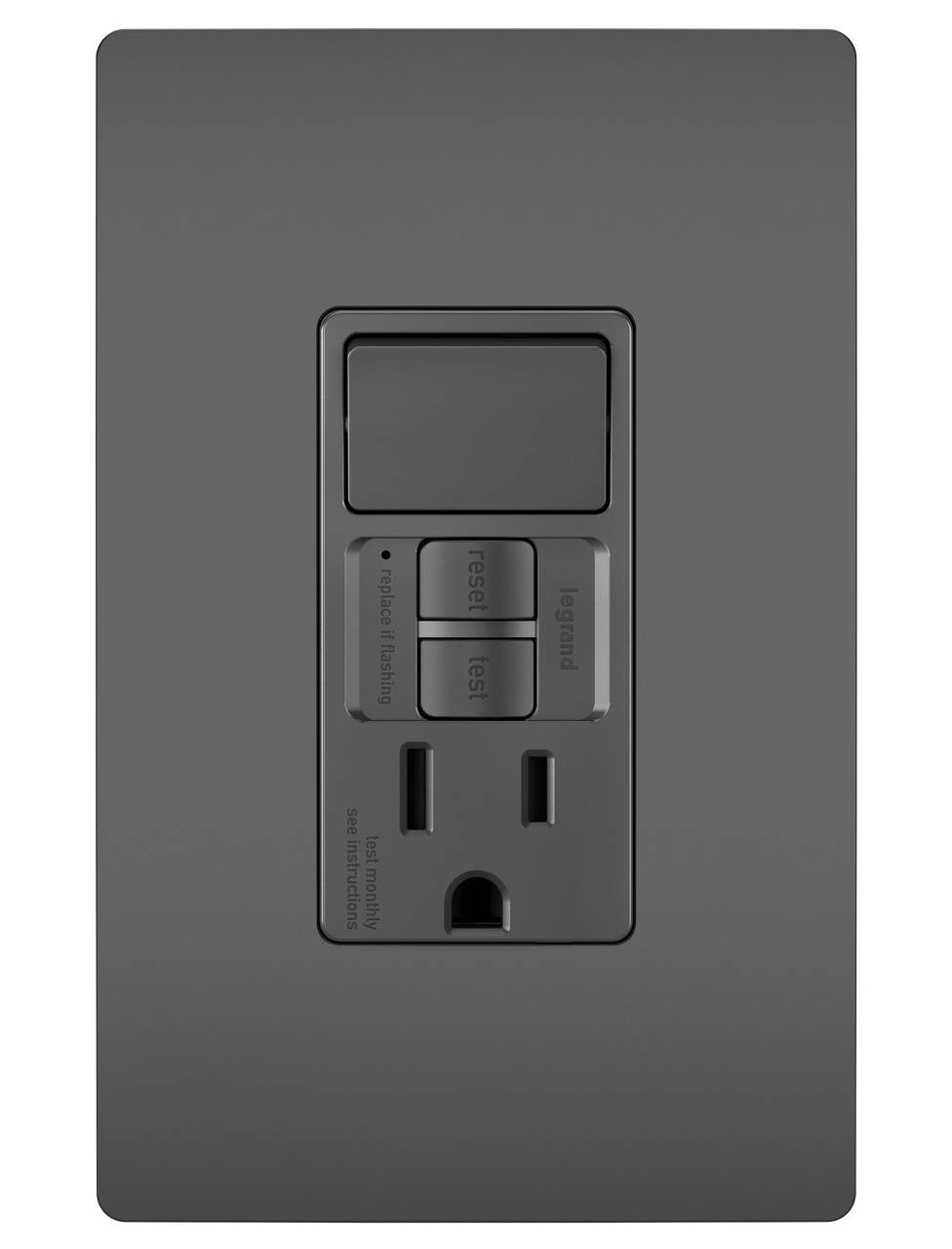 PASS AND SEYMOUR 1597SWTTRBKCCD4 GFCI Receptacle, Tamper Resistant, Single Pole Switch | CH4JDC