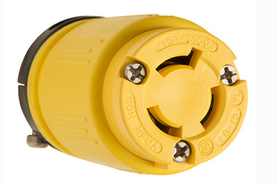 PASS AND SEYMOUR 2549 Locking Connector, Rubber, Dust Tight, Yellow, 250V | CH4JNF