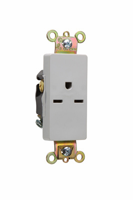 PASS AND SEYMOUR 26661-GRY Heavy Duty Single Receptacle, 15A, 250V, Gray | CH4DNN