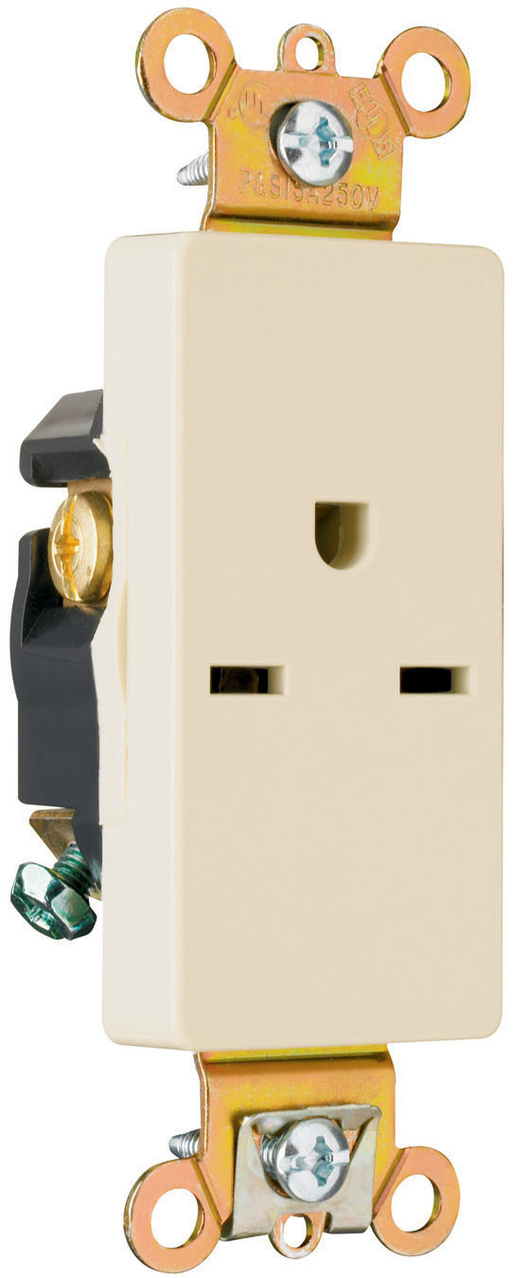 PASS AND SEYMOUR 26661-I Heavy Duty Single Receptacle, 15A, 250V, Ivory | CH4DNP