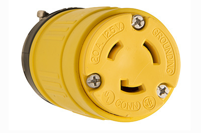 PASS AND SEYMOUR 2708 Locking Connector, Rubber, Dust Tight, Yellow, 125V | CH4JNG