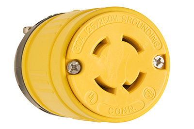 PASS AND SEYMOUR 2974 Locking Connector, Rubber, Dust Tight, Yellow, 125V | CH4JNA