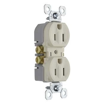 PASS AND SEYMOUR 3232-TRLA Tamper Resistant Duplex Receptacle, Self Grounding, 15A/125V, Light Almond | CH3ZBB