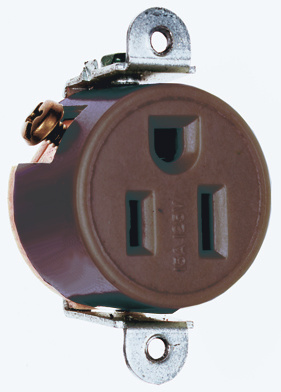 PASS AND SEYMOUR 5258 Single Receptacle Short Strap, Spec Grade, 15A, 125V, Brown | CH4JYD