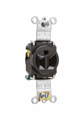 PASS AND SEYMOUR 5261-BK Single Receptacle Spec Grade, Heavy Duty, 15A, 125V, Black | CH4DUG