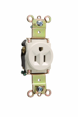 PASS AND SEYMOUR 5261-LA Single Receptacle Spec Grade, Heavy Duty, 15A, 125V, Light Almond | CH4DUL