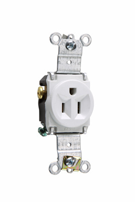 PASS AND SEYMOUR 5261-W Single Receptacle Spec Grade, Heavy Duty, 15A, 125V, White | CH4DUN