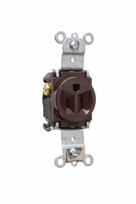 PASS AND SEYMOUR 5261 Single Receptacle Spec Grade, Heavy Duty, 15A, 125V, Brown | CH4DUH