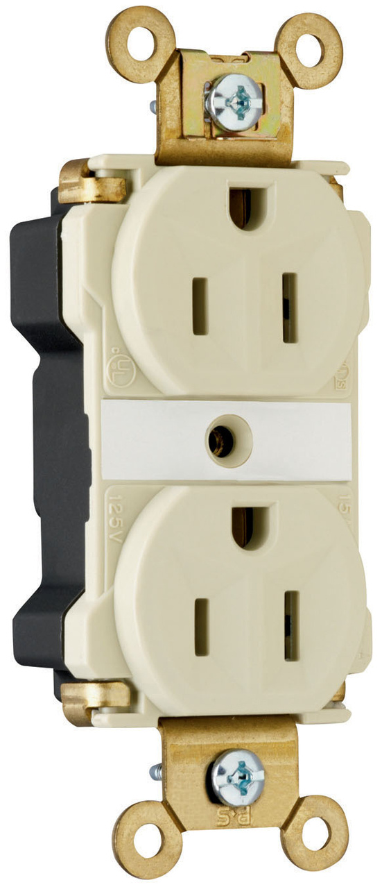 PASS AND SEYMOUR 5262-AI Extra Heavy Duty Duplex Receptacle, Spec Grade, 15A, 125V, Ivory | CH4ECG