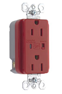 PASS AND SEYMOUR 5262-REDSP Duplex Receptacle, Specification Grade, Surge Protective, Red | CH4KGV