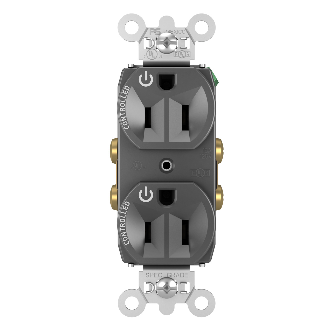 PASS AND SEYMOUR 5262CD-BK Duplex Receptacle, Dual Controlled Plug Load, 15A, 125V, Black | CH3YWU
