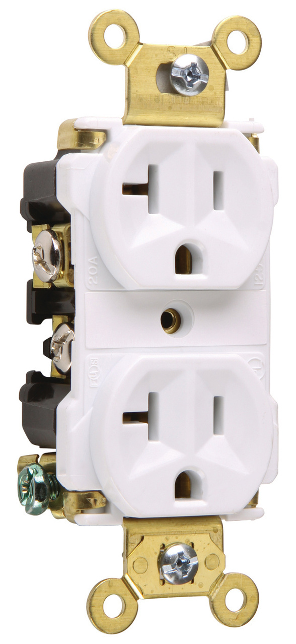 PASS AND SEYMOUR 5362-AW Extra Heavy Duty Duplex Receptacle, Spec Grade, 20A, 125V, White | CH4ECY