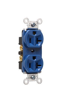 PASS AND SEYMOUR 5362-BL Hard Use Duplex Receptacle, Spec Grade, 20A, 125V, Blue | CH4DGR