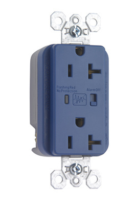 PASS AND SEYMOUR 5362-BLSP Duplex Receptacle, Specification Grade, Surge Protective, Blue | CH4KGJ