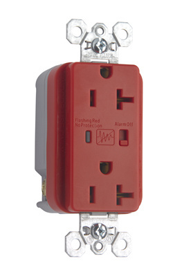 PASS AND SEYMOUR 5362-REDSP Duplex Receptacle, Specification Grade, Surge Protective, Red | CH4KGW