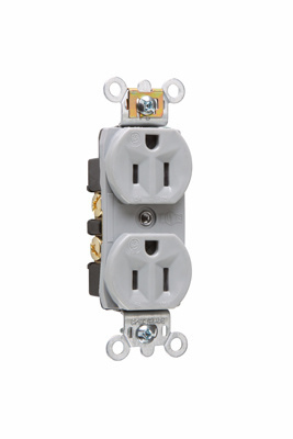 PASS AND SEYMOUR 6207 Duplex Receptacle, Dust And Moisture Resistant, 15A, 125V, Gray | CH4CXV