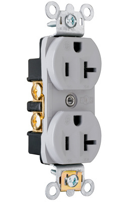 PASS AND SEYMOUR 6307 Duplex Receptacle, Dust And Moisture Resistant, 20A, 125V, Gray | CH4CXW