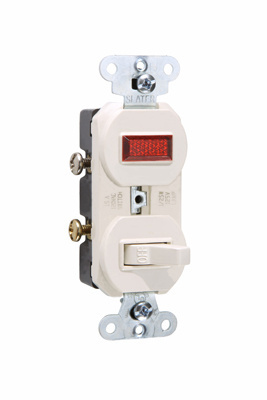 PASS AND SEYMOUR 692-LA Combination Switch, Non Grounding, Pilot Light, 120V, Single Pole, Light Almond | CH4FDX