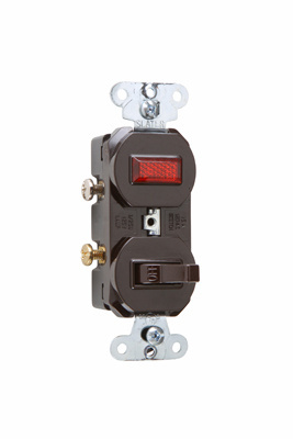 PASS AND SEYMOUR 692 Combination Switch, Non Grounding, Pilot Light, 15A, 120/125VAC, Brown | CH4FDV