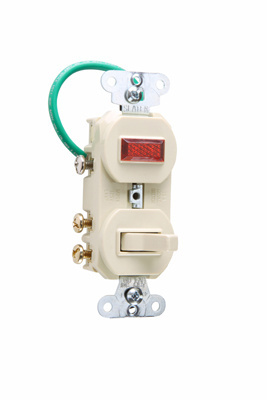 PASS AND SEYMOUR 695-G Combination Switch, Grounding, Pilot Light, 120V, 3 Way, 3 Way, Brown | CH4DFZ