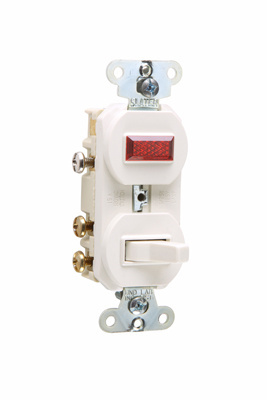 PASS AND SEYMOUR 695-LA Combination Switch, Non Grounding, Pilot Light, 15A, 120V, 3 Way, Light Almond | CH4FEA
