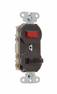PASS AND SEYMOUR 695 Combination Switch, Non Grounding, Pilot Light, 15A, 3 Way, 120/125VAC, Brown | CH4FDZ