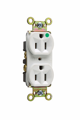 PASS AND SEYMOUR 8200-HW Heavy Duty Duplex Receptacle, Hospital Grade, Compact Design, 15A, 125V, White | CH4DQG